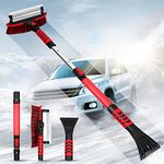 YARNOW Car Snow Brush with Ice Scraper, 3- in- 1 Extendable Snow Removal Tool with Foam Handle Detachable Snow Remover for Car Windscreen