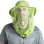 Peicees Mosquito Head Net Hat, Fishing Adventure Hat with 360° Mesh Protection (Green_)