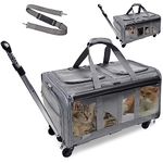 GJEASE Double-Compartment Pet Rolling Carrier with Wheels,Cat Carrier for 2 Cats,Super Ventilated Design,Ideal for Traveling/Hiking/Camping