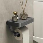 Toilet Paper Holder No Drilling ，Toilet Paper Holder，with 17 cm Shelf Self-Adhesive Toilet Paper Holder Roll Holder for Kitchen and Bathroom