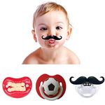 Rmeet Funny Baby Mustache Pacifier,3 Pack Soft Silicone Teether Pacifier Baby Teether Orthodontic Soother Nipples for Infant Child Todders Newborn 0-3 Years Old