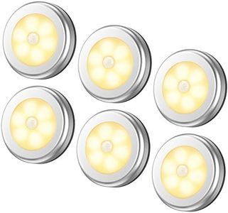 AMIR Upgraded Motion Sensor Light, Cordless Battery-Powered LED Night Light, Stick-Anywhere Closet Lights Stair Lights, Puck Lights for Hallway, Bathroom, Bedroom, Kitchen (Warm White - Pack of 6)