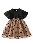 TAGAS Baby-Girl's Net A-Line Knee-Length Dress (KD-1122-BIG Heart-6_Brown(1) 7 Years)