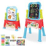 Mojitodon Easel for Kids,Rotatable Double Sided Easel for Kids Adjustable Standing Art Easel with Painting Accessories for Toddlers Boys and Girls-Blue