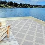 THE RUGS Outdoor Rug – Weather & UV Resistant Outdoor/Indoor Area Rugs - Durable Rugs for Patio, Deck, Garden, Kitchen, Bathroom or Living Room - Grey, 80 x 150 cm