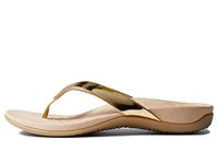 Vionic Women's Rest Dillon Toe Post Walking Sandals - Ladies Flip Flop with Concealed Orthotic Arch Support, Gold Mirror, 8.5