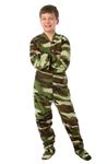 BIG FEET PAJAMA CO. Kids One Piece Fleece Footed Pajamas Onesie Sleeper Boys & Girls Green Camo