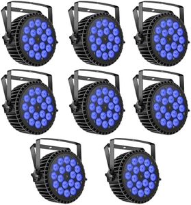 Par Lights LED Stage Lights, U`King 18x12W RGBW 4-in-1 Uplights Stage Lighting Effect by DMX and Sound Activated Control Wash Light for Wedding Parties Church Club DJ Live Show (8 Packs)