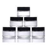 6 Pack 30ml Glass Cosmetic Jars,Empty Refillable Jars with Screw On Lids and White Liners,Cosmetic Containers Travel Cream Pots for Cosmetics,Powder,Lotion,Creams and Essential Oils