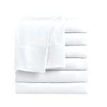 FreshCulture King Flat Sheets Only, Pack of 6, Soft Microfiber Bedding Sheets for Home, Salons, Hotels, Bulk Flat Sheets Only King Size (White)