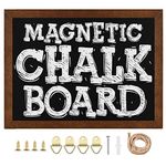 30x40cm Chalkboard for Wall, Solid Wood Frame Magnetic Chalkboard Sign, Rustic Walnut Framed Chalk Board for Wedding, Kitchen, Bar, Restaurant, Menu & Home Decor(1pc,HB,BN)