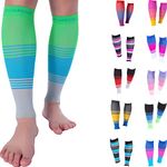 Doc Miller Calf Compression Sleeve Men and Women 20-30 mmHg, Shin Splint Compression Sleeve, Medical Grade Socks for Travel Recovery, Varicose Veins and Maternity 1 Pair Medium Green Blue Grey Calf Sleeve