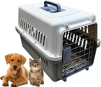 24x7 eMall 19 Inch Pet Travel Carrier Dog Cat Crate Plastic Handle Hinged Door Folding Collapsible Kennel Transport Box Crate Pet Cage (Regular - 19.5 x 13 x 12.5 Inch)