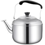 Stovetop Kettle, 6 Quart/6L Stainless Steel Whistling Tea Kettle with Universal Base, Cool Grip Bakelite Handle, Classic Kitchen Tea Pot, Large Stove Top Kettles for Boiling Water, Making Coffee