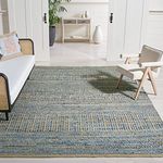 Safavieh Cape Cod Collection Area Rug - 6' x 9', Natural & Blue, Handmade Flat Weave Coastal Braided Jute, Ideal for High Traffic Areas in Living Room, Bedroom (CAP353A)