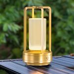 BAANIN Cordless Table Lamp, 4000mA Battery Operated Lamps for Home Decor,3 Colors Crystal Lantern Lamp, 3-Levels Brightness LED Lights for Living Room/Bedroom/Tabletop/Bar/Café/Camping(Gold)