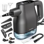 Handheld Steam Cleaner with Touchscreen, 3s Fast Heating Portable Steam Cleaner, 1350W High Temp 135°C/150°C, Continuous Refill, Pressurized Steam Cleaner for Grout Tile Kitchen Bathroom Car (Black)