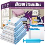 Space Saver Bags, Vacuum Storage Bags, Compressed Sealer Bags Storage for Clothes, Comforters, Beddings and Blankets with Hand Pump (18 Combo)