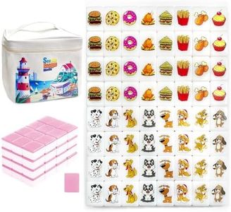 WELLATENT Seaside Escape Game Blocks Mahjong Sets with 65 Tiles 38mm Pet and Food Pattern with Bag.