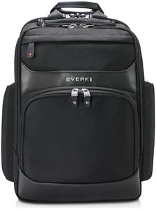 Everki Onyx Premium Business Executive Laptop Backpack - Ballistic Nylon and Leather Office Backpack Laptop Bag, Travel Friendly - Dedicated Compartment up to 17.3", 36L Capacity (EKP132S17), Black