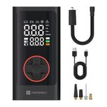 Portronics Vayu 7.0 Tyre Inflator, Full-Size Digital Display, 4000 mAh Battery, 150 PSI Pressure, Preset Modes, Flashlight with SOS, Pressure Detection, for Cars, Bikes, Bicycles & Balls(Black)