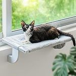 Cat Window Hammock Perch Cat Bed 21.6 * 13.7” Cat Shelf Bedside Seat for Cats No Suction No Drilling Hold up 40lbs Easy to Assemble and Install on Window Sill