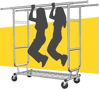 Yunking Clothes Rack,Clothing Rack 630 LBS Heavy Duty with Wheels Clothing Racks for Hanging Clothes Rolling Clothes Rack Adjustable & Commercial Garment Rack 22" D x 75" W x 68" H