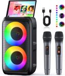 Karaoke Machine 2 Microphones (Newest gen) | Bluetooth Speaker with Microphone | Supports TV/Smartphone/iPad/TWS/AUX/USB/FM | For Party, Home, Outdoors, Travel, Signal Processors