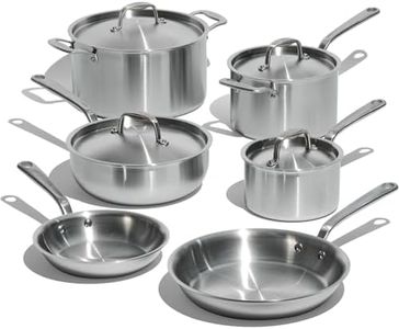 Made In Cookware - 10 Piece Stainless Steel Pot and Pan Set - 5 Ply Clad - Includes Stainless Steel Frying Pans, Saucepans, Saucier and Stock Pot W/Lid - Professional Cookware - Made in Italy
