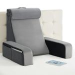 Vekkia 25" Extra-Large Reading Pillow for Tall Adults – 60° Ergonomic Wedge Back Pillow with Built-in Armrests, Adjustable Headrest & Large Pockets – Ideal for Sitting in Bed, Reading, TV, and Gaming
