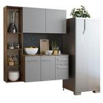 Madesa Compact Kitchen Set with Cabinets Ample Storage 120 Cm Wide with Multiple Compartments, 8 niches, 1 Drawers and Suspended Kitchen - Brown/Gray