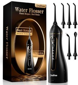 Oralfree Water Dental flosser Teeth Pick - Braces Cordless Oral Irrigator Portable Rechargeable Travel Irrigation Cleaner IPX7 Waterproof Electric Professional Flossing Teeth Cleaning for Home