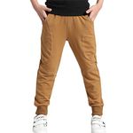 Rysly Boys Cotton Sweatpants Kids Casual Jogger Pants Tapered Ankle Pants Age 4-12 Years (Camel,150)