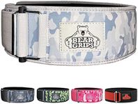 Bear Grips Weight Lifting Belt, Weightlifting Belt for Women, Weight Belt For Men Gym Belt With Locking Buckle, Nylon Belt, Squat Belt, Deadlift Belt, Workout Belt, Exercise Belt | White Camo - L