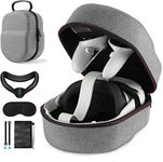 LEQTRONIQ Hard Carrying Case Compatible With Meta/Oculus Quest 2 Accessories Vr Headset, Lightweight Portable Protection Case With Silicone Face Cover & Lens Protector - Grey