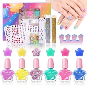 ETYJO Kids Nail Polish Non-Toxic Nail Polish Set for Girls Water Based Peel off Quick Dry Nail Polish 6 Colors Nail Art Kits for Kids Age 3+ Girl Birthday Gift
