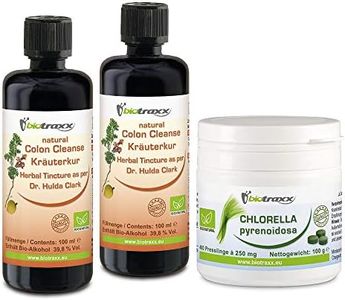 Biotraxx 12-Day Intestinal Cleanse Guard for Humans with Wormwood, Black Walnut, Cloves Made to The Specification of Dr. Hulda Clark | Chlorella for Detox | Full Course Pack | Made in Germany