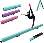 FCOUMY Gymnastics Beam 7FT PU Leather, Folding Balance Beam Gymnastics Equipment for Home Girls Kids Adults Training,with Carry Handles Anti-Slip Base