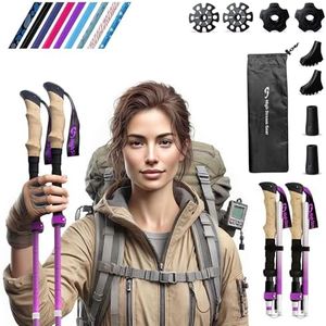 Walking Sticks for Men & Women - 14.5” Foldable Hiking Poles for Backpacking, Exercising and Traveling, Set of 2 Nordic Collapsible Trekking Poles (Purple, 100-120cm)