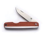 Whitby Pocket Knife, Stainless Steel Folding Knives Mahogany Wood Handle, Stylish High Performance, Non Locking EDC 2.25” Blade, Portable for Camping Hiking Backpacking