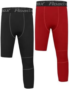 Roadbox Boys One Leg Compression Pants, 2Pack 3/4 Athletic Basketball Leggings, Youth Sports Baselayer Tights