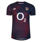 Umbro Mens England Rugby Warm Up Shirt 2023 2024 Adults Navy/Red XXL