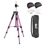 GEX 63" Heavy Duty Mannequin Tripod Stand for Wig Cosmetology Training Practice Doll Manikin Head Tripod Wig Stand With Travel Bag (Rosy)