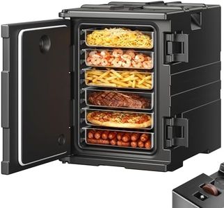 VEVOR Insulated Food Pan Carrier, 95 Qt Hot Box for Catering, LLDPE Food Box Carrier w/Double Buckles, Front Loading Food Warmer w/Handles, Stackable End Loader for Restaurant, Canteen, etc. Black