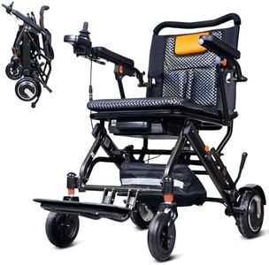 Lightweight Foldable Electric Wheelchair for Adults - 25-Mile Range, Dual 250W Brushless Motors, 220LBS Capacity, Portable Travel Wheelchair with Auto Brake & Shock Absorption