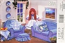 MUST SEE Vogue SEWING PATTERN 9504. Make Living Room Furniture for 18" Dolls. Sofa (20" w x 10" h x 9" deep), Chair Ottoman,Table,Table Topper,2 Pillows. Uncut & Factory Folded