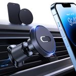 Miracase Magnetic Car Phone Holder, [Military-Grade Steel Double Hooks] Cell Phone Support Strong Magnet Car Vent Phone Holder Mount Compatible with All Mobile Phones, Black