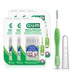 GUM Proxabrush® Go-Betweens® Reusable Interdental Cleaners, Antibacterial Bristles, Protective Travel Cap, 1414C, Green, Size 3, Narrow Tight, 6 pack X8ct (48ct)