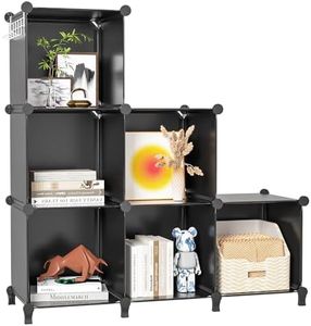 Closet Organizer, 6 Cube Closet Organizers and Storage, Portable Closet Storage Shelves, Clothes Storage Organizer Bookcases for Kids, Closet, Bedroom, Bathroom, Office（Black）