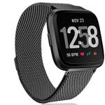 BNBUKLTD Compatible For Fitbit Versa, Versa 2, Versa SE, Versa Lite Strap Replacement Metal Mesh Band Strap Wrist Smart Watch Band Adjustable Stainless Steel Wrist Band Loop Magnetic (Black)